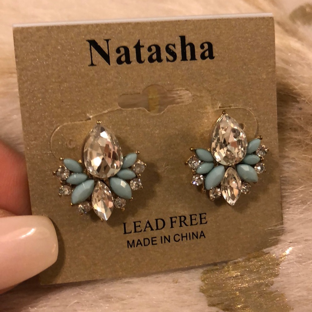 Crystal and Turquoise Earrings NWT